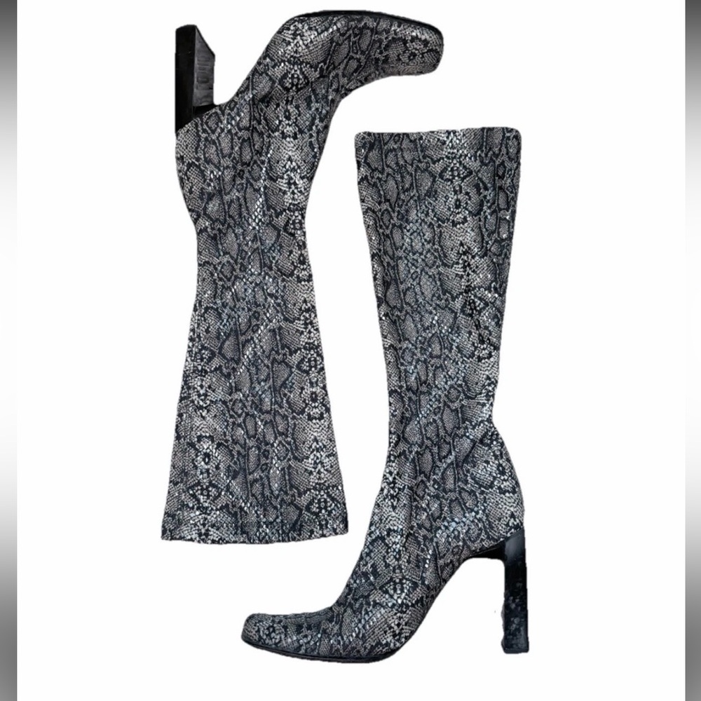 Bebe Snakeskin Knee High Platform Boots Y2K 7.5